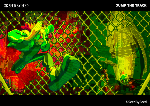 Cinématique course poursuite dans la ville, jeu Jump the track