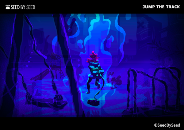 Cinématique Sam sous l'eau, jeu Jump the track